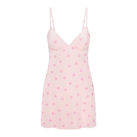 NWT SKIMS VELVET LACE SLIP DRESS IN CHERRY BLOSSOM HEART BREAKER SIZE MEDIUM - Picture 3 of 3